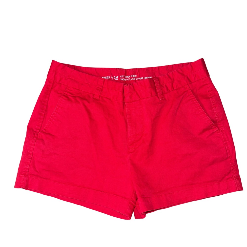 GAP City 3 Inch Short size 4 Red Khaki Chino Stretch Cotton Mid Rise 829091-28